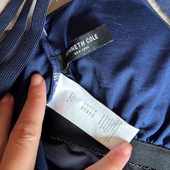 Kenneth Cole blue navy criss cross mesh one piece swim suit size large bathing - Picture 7 of 8